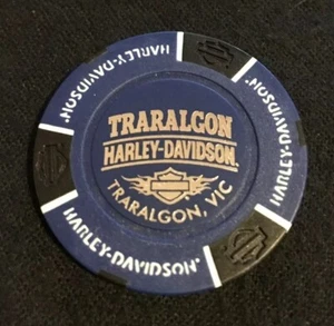 Traralgon, Victoria Australia Harley Davidson Poker Chip / Blau & Schwarz - Bild 1 von 2