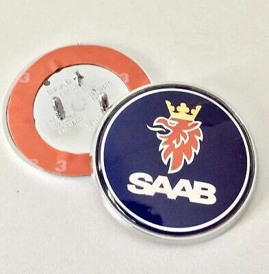 Saab Front Bonnet Hood Badge Emblem Blue 93 9-3 95 9-5 2003-2010  3 pin — 第 1/2 张图片