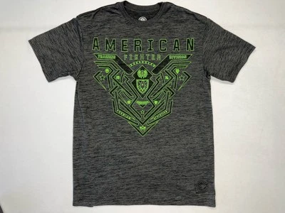 Camiseta grande American Fighter Training Premium para hombre gris carbón verde lima Foto 1 de 4