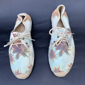 Soludis Espadrilles flache Schuhe Schnürschuhe Palmen Strandmuster Größe 10 Damen - Bild 1 von 12