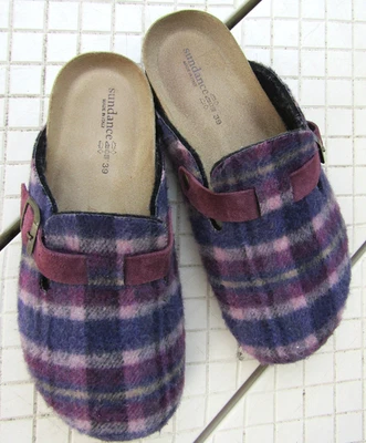 CATÁLOGO SUNDANCE tamanho. 39 Xadrez Mules Feminino Cortiça Conforto Slip On Itália *NOVO - Imagem 1 de 4