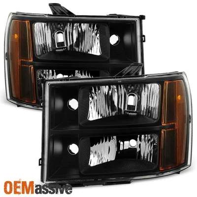 Repuesto faros negros Fit 2007-2013 GMC Sierra 1500 07-14 2500HD 3500HD Foto 1 de 4
