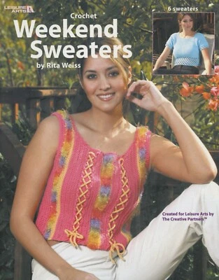 Weekend Sweaters To Crochet Leisure Arts Crochet Pattern Leaflet 3617 -6 Designs - Image 1 of 4