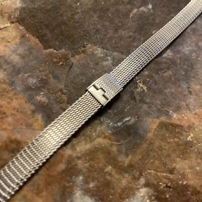 "Correa de reloj Kreisler vintage de malla llena de oro blanco de 10 quilates para damas NOS 6"" de largo" Foto 1 de 4