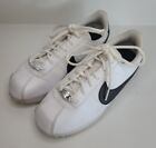 Nike Cortez Unisex Sneakers Kids 5Y Youth White Leather Black Swoosh