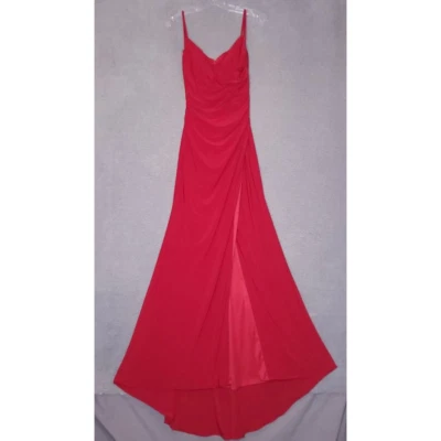 La Femme Womens Ball Gown Red Maxi Sweetheart Neck Spaghetti Strap Slit 4 New - Image 1 of 4