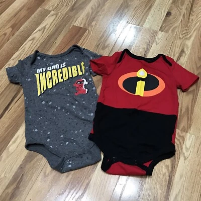 Camisa de una pieza Disney Pixar Increíbles para niños pequeños 18M, parte inferior a presión - Lote de 2 Foto 1 de 3