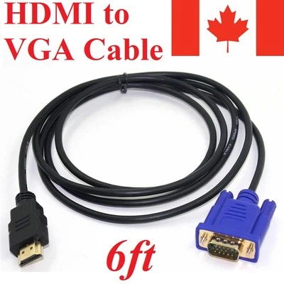 6ft HDMI to VGA Cable Adapter Converter Male to Male 15 Pin 1080p For PC HDTV - Image 1 of 4