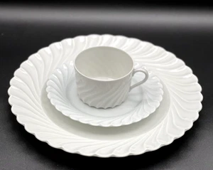 Haviland Limoges Francia Torse Blanco Remolino Porcelana 3 Piezas Ajuste de Lugar - Imagen 1 de 4
