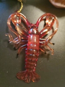 ADORNO COLGANTE DE PLÁSTICO ACRÍLICO LANGOSTA NARANJA Y ROJA DE COLECCIÓN ~ EXCELENTE CONDICIÓN - Imagen 1 de 4