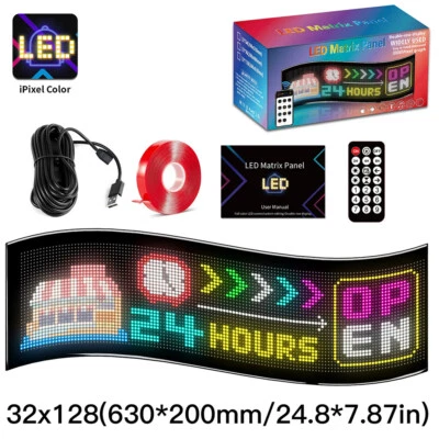 APP Programmable Car LED Sign Moving Scrolling Message Display Screen Board RGB - Image 1 of 4