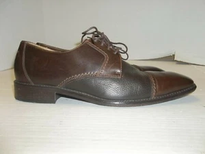 Mens Size 10M Fratelli Brown Leather Cap Toe Oxfords Made in Italy - Picture 1 of 6