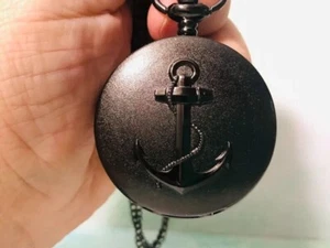 Men's Pocket Watch - "Anchor" - Quartz Movement - Chain - NEW - Picture 1 of 5