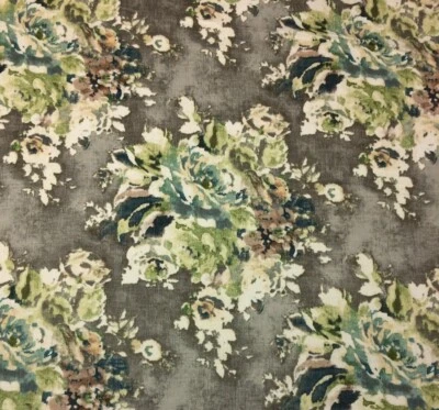 BALLARD DESIGNS CYNTHIA GRAY WATERCOLOR LARGE FLORAL FABRIC BY YARD 54"W - Image 1 of 4