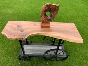 Wheels Live Edge Epoxy Console Table - Picture 1 of 4