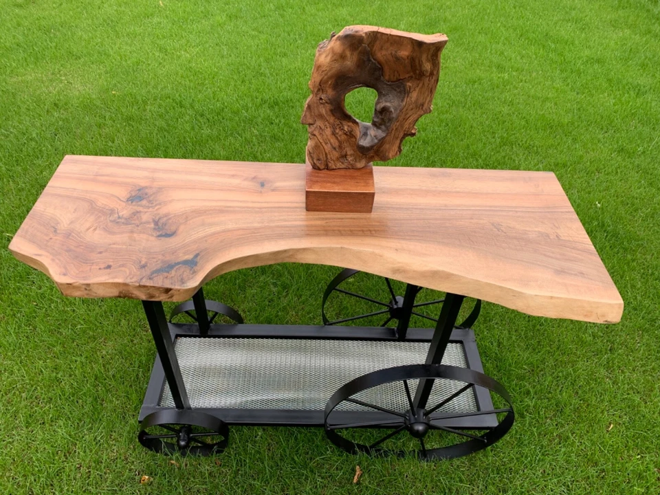 Wheels Live Edge Epoxy Console Table  - Image 1 of 4