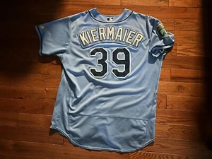 2016 TAMPA BAY RAYS DODGERS KEVIN KIERMAIER GAME USED COLUMBIA BLUE JERSEY SZ 52 - Picture 1 of 4