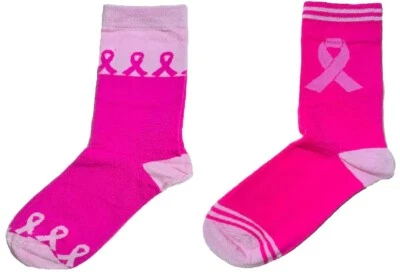 2 pares de meias femininas a granel consciência do câncer de mama rosa multicolor sn2 tamanho 7-14 - Imagem 1 de 4