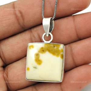 Natural Lunares Ágata Boho Hija Art Déco Handcrafted Colgante 925 Plata - Imagen 1 de 7