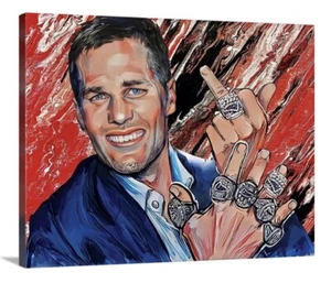 Tom Brady Canvas 16x20 Tampa Bay Buccaneers Patriots Champion Goat Legend Rings - Picture 1 of 3