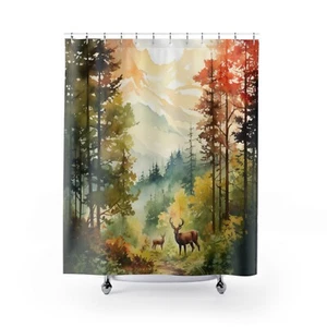 New Nature Deer Shower Curtain Decor Minimalist bath Country farmhouse bath - Picture 1 of 8