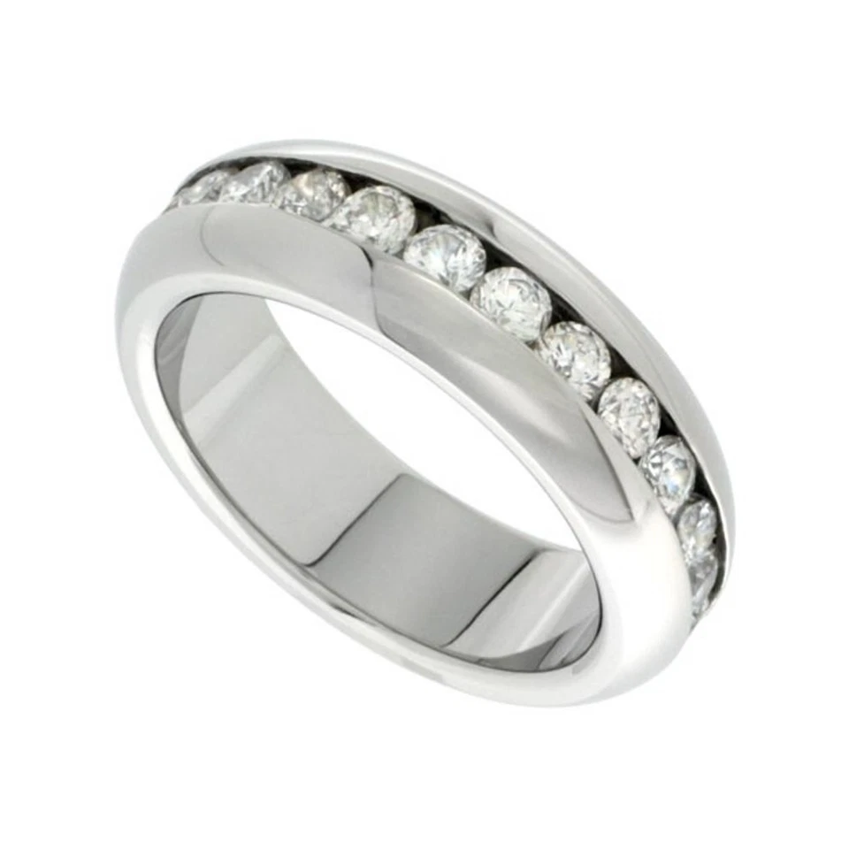 Обручальное кольцо из хирургической стали 7 мм с куполом Eternity 3 мм фианит полированные размеры 7-14,5 - Изображение 1 из 1