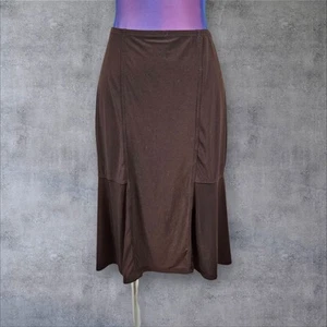 Vintage 90s Bleeker & McDougal Chocolate Brown Ruffle Pencil Skirt Size Small W7 - Picture 1 of 6