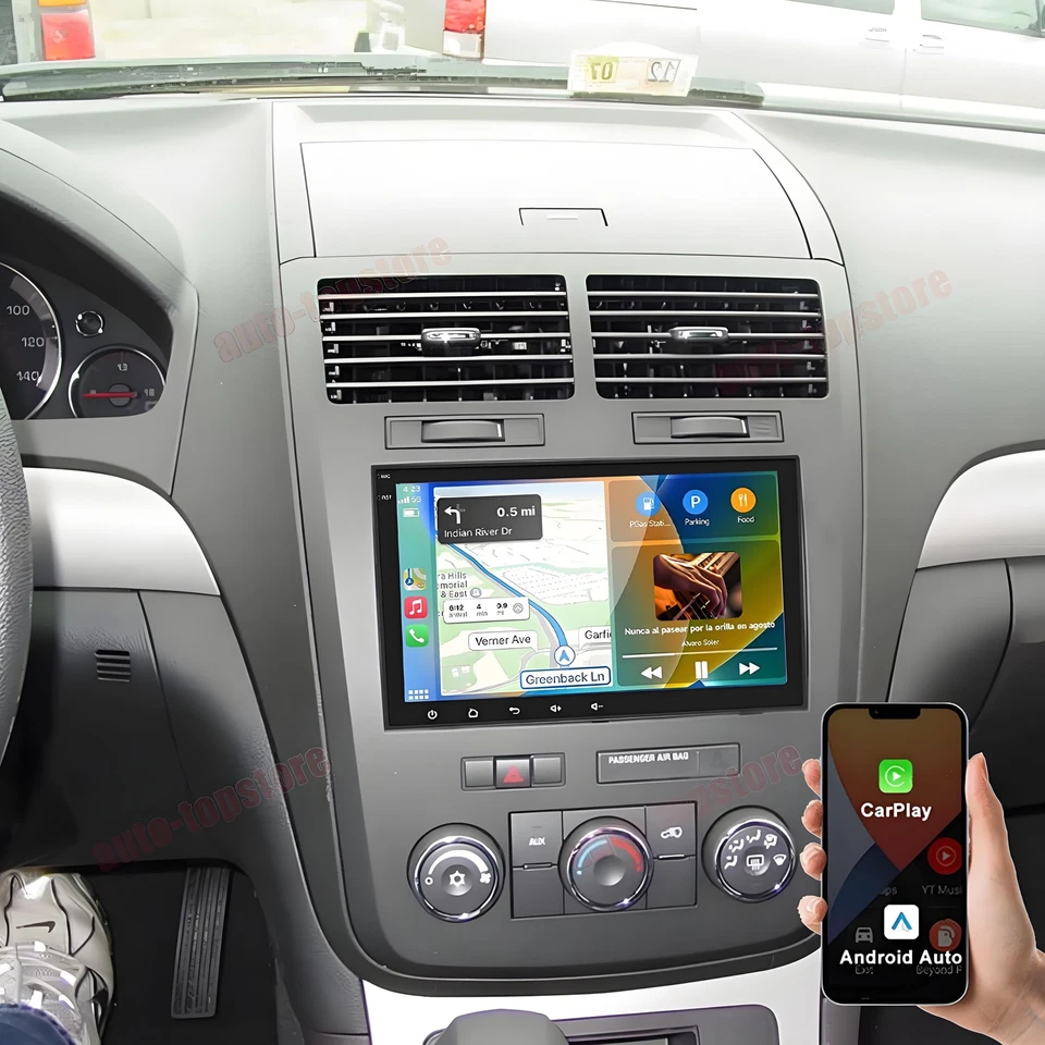 适用于 Saturn Outlook 2007 - 2009 8 英寸 Android 15.0 Carplay 汽车立体声收音机 GPS 导航 — 第 1/4 张图片