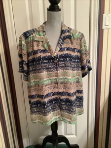 DONNKENNY Woman 3X Blouse Multicolor Geometric short Sleeve - Picture 1 of 10
