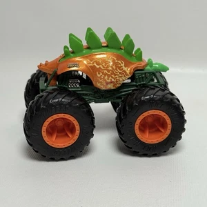 Hot Wheels Monster Truck Motosaurus Stegosaurus Dinosaur 1:64 Scale Orange Green - Picture 1 of 8