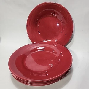 Set Of 4 - Pottery Barn Sausalito Collection Dinner Plates Burgundy 12.25" - Picture 1 of 6