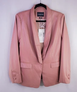 Neu mit Etikett Wildfang Empower Smoking-Blazer veganes Leder rosa Größe Large Karriere ein Knopf - Bild 1 von 15