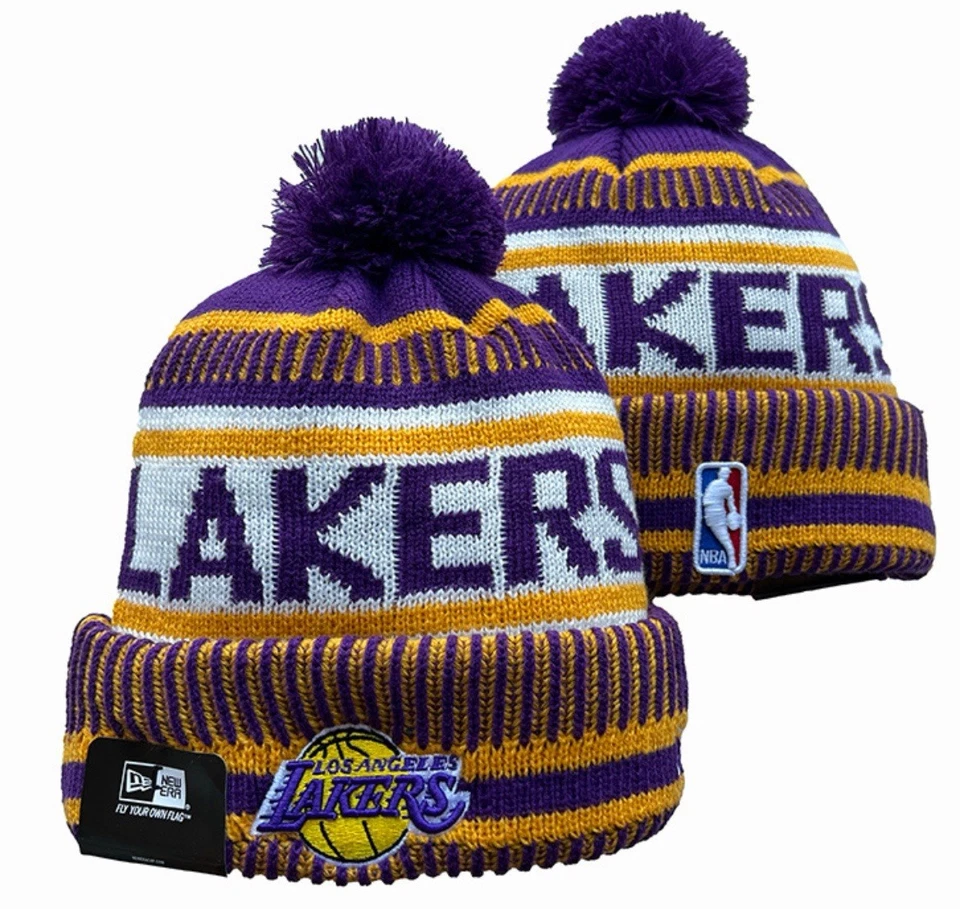 Chapéu Los Angeles Lakers New Era Beanie Knit Pom Inverno NBA Dourado NOVO - Imagem 1 de 1