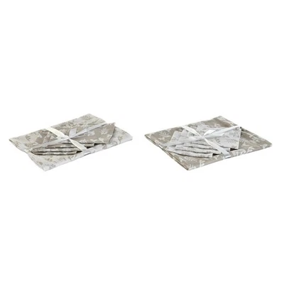 Mantel y servilletas DKD Home Decor 2 Unidades 150 x 150 x 0,5 cm Beige Blanc - Imagen 1 de 4