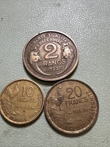 1953 French Lot - 10, 20, 50 Francs Coins France Lot Of 3 - Picture 1 of 8
