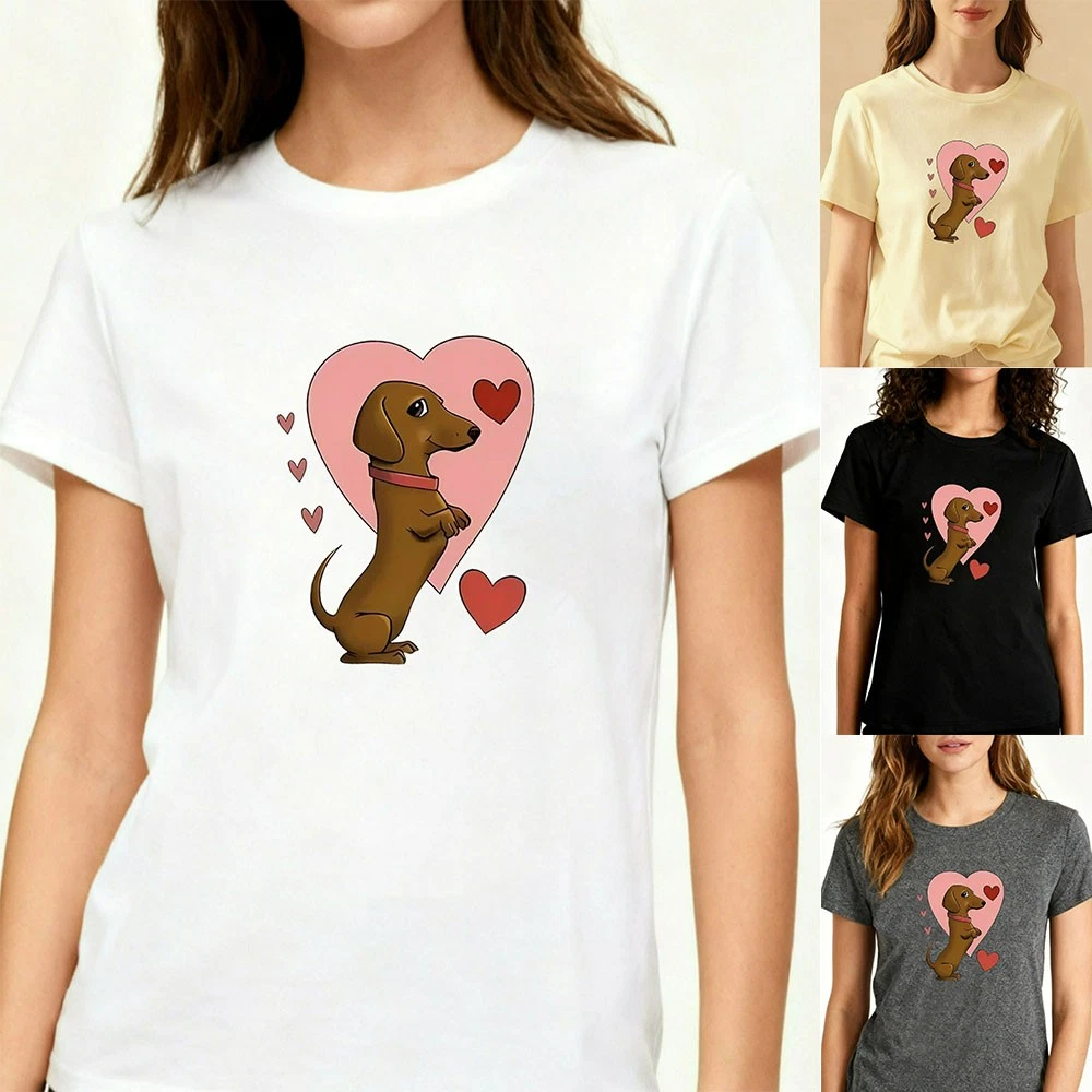 Chulianyouhuo Dog Mom T-Shirt For Women - Casual Short Sleeve Top With Letter Print (Pink, L)