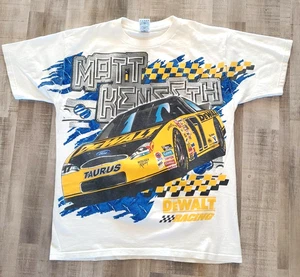 Vintage Y2K Matt Kenseth DeWalt Nascar Big Print T-Shirt Size Large White - Picture 1 of 11