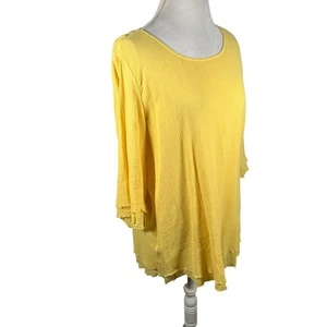 Top túnica boho playero suave envolvente llave de siesta amarillo gasa dobladillo talla L - Imagen 1 de 8