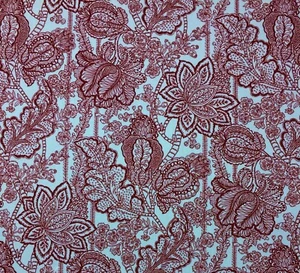 BALLARD DESIGNS AVIE RED BLUE FLORAL VINE MULTIPURPOSE FABRIC BY THE YARD 54"W - Picture 1 of 6