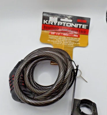 6FT Bike Lock Cable Heavy Duty 4-Digit Self Coiling Resettable Combination Code - Image 1 of 4