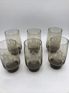 6 Pfaltzgraff  Village Smoky Glass Water Tumblers Glasses 5.75 - Picture 1 of 11