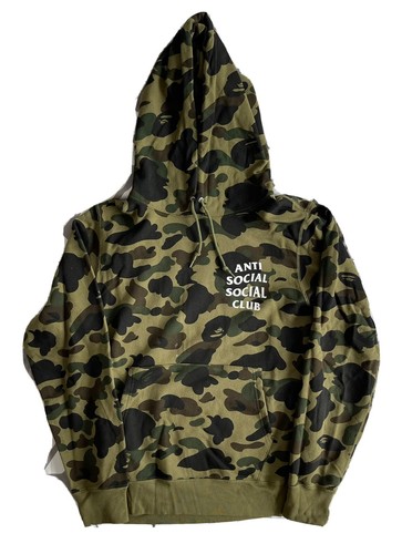 A BATHING APE (BAPE) Felpa con cappuccio pull over A Bathing Ape x Anti Social Social Club taglia L 100% autentica