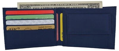 Blue Kids Nylon Card ID Holder with Coin Pocket Bifold Boys Wallet NEW - Image 1 of 4