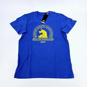 Adidas Boston Marathon 2023 Tee Womens Size SMALL S Blue T-shirt NEW - Picture 1 of 9