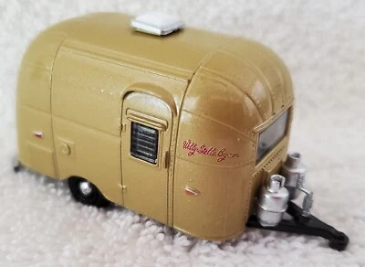 Airstream 16' Bambi Sport Travel Camper Trailer RV Yellow Gold 1/64 Diorama - Image 1 of 4