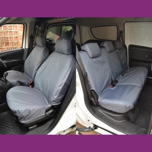 Fundas de asiento grises delanteras y traseras impermeables a medida Fiat Doblo Van 2010-2022 - Imagen 1 de 5