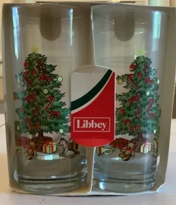 Set of 4 Vintage Libbey Christmas Tree Glasses 15 oz NIB - Picture 1 of 6