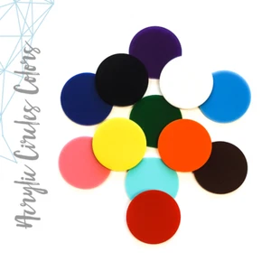 25 ACRYLIC CIRCLE DISCS BLANKS 1/8" THICK (SELECT SIZE & COLOR) ROUND SHAPES - Picture 1 of 13