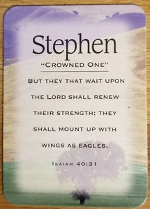 Stephen "Crowned One" Keepsake Name Card - Confirmation Graduation Birthday - Picture 1 of 1