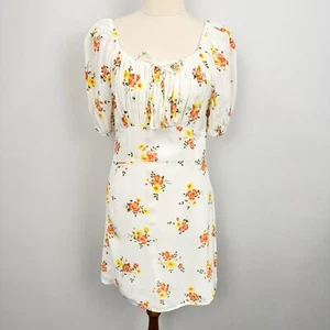 FAITHFULL THE BRAND Size 10 Mini Dress Summer Floral Short Off Shoulder Yellow - Picture 1 of 16
